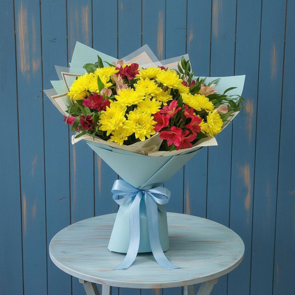 Букет цветов из: Альстромерии и Хризантемы в Сковородино