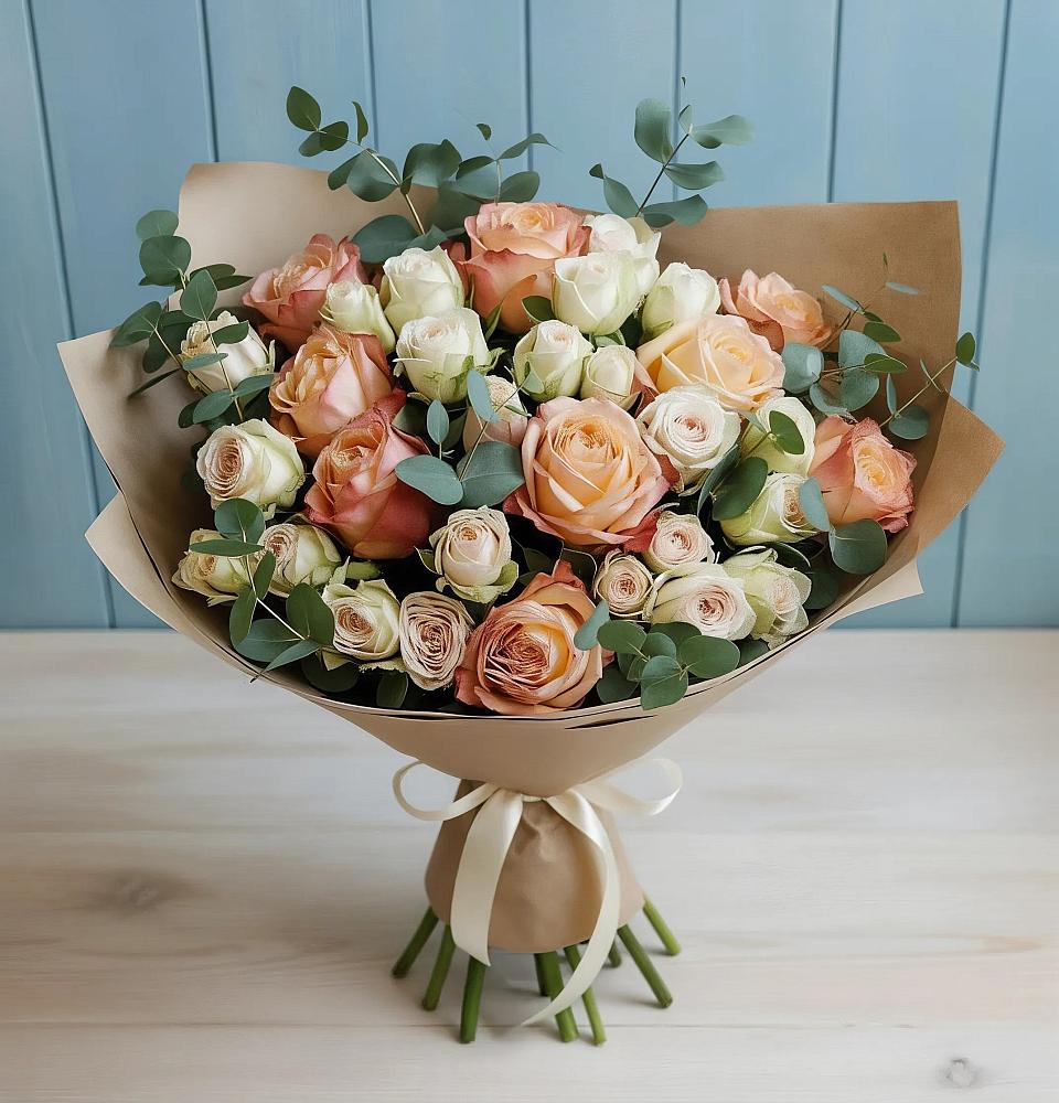 Букет цветов из: Альстромерии и Розы в Сковородино