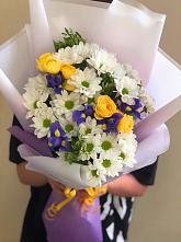 Букет цветов из:  Ирисы, Хризантемы и Розы #REPLACE_PRED# Сковородино