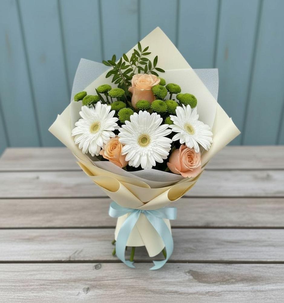 Букет цветов из: Герберы, Розы и Хризантемы в Сковородино