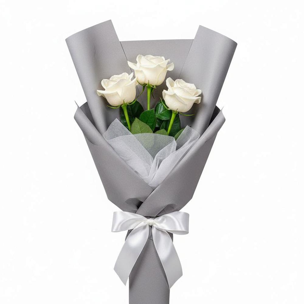 Букет 3 белые розы в Сковородино