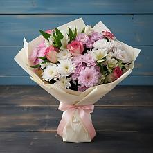 Букет цветов из:  Хризантемы, Альстромерии и Розы в Сковородино