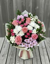 Букет цветов из:  Альстромерии, Гвоздики, Розы и Хризантемы в Сковородино